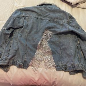 Bling fringe denim jacket size medium